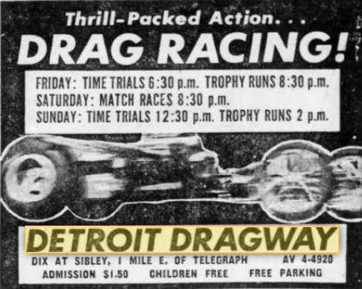 Detroit Dragway - 1960 Ad